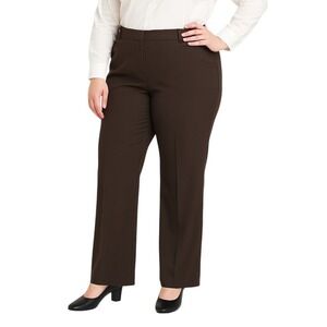 Jenni Max NYC Pants 14 Brown High Rise Vintage Straight Leg Stretch Tailored NEW